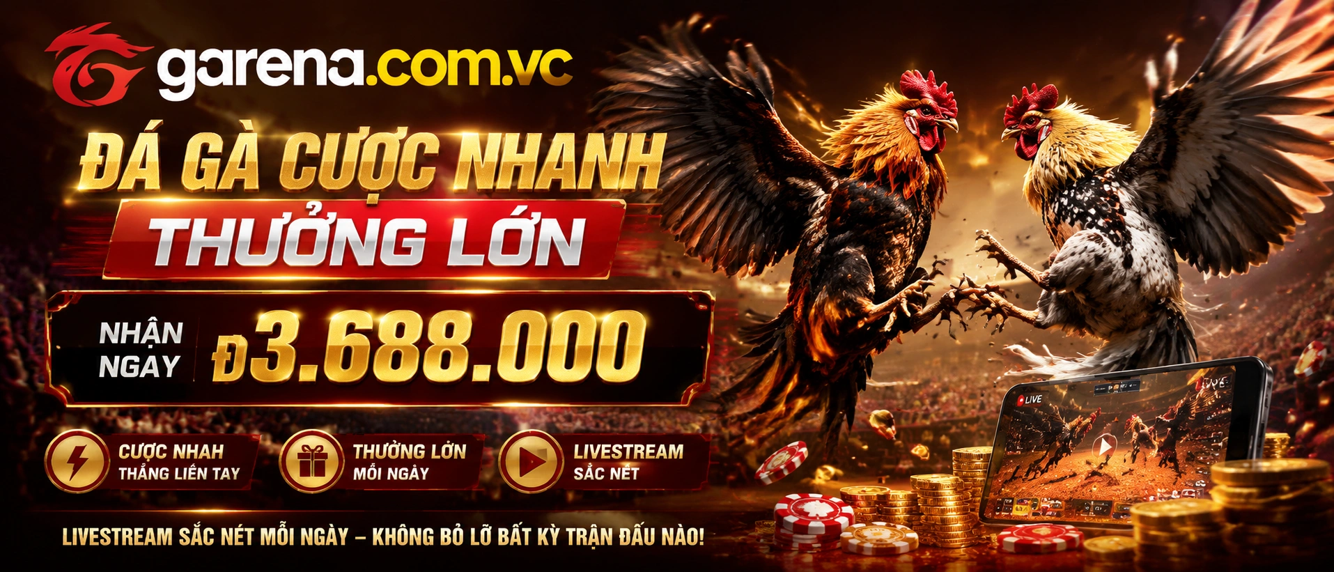 Đá Gà trực tiếp trên garena.com.vc