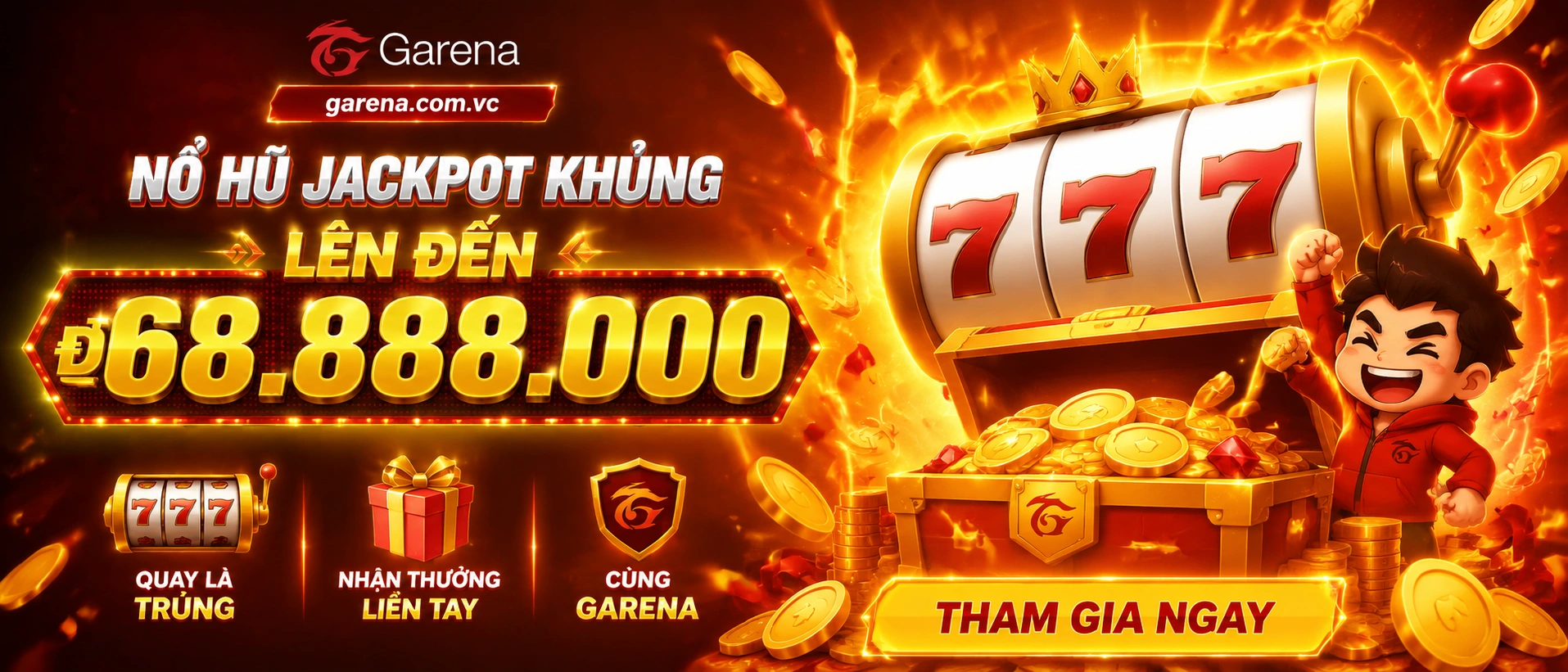 Giao diện Garena với khu trò chơi và thanh điều hướng rõ ràng