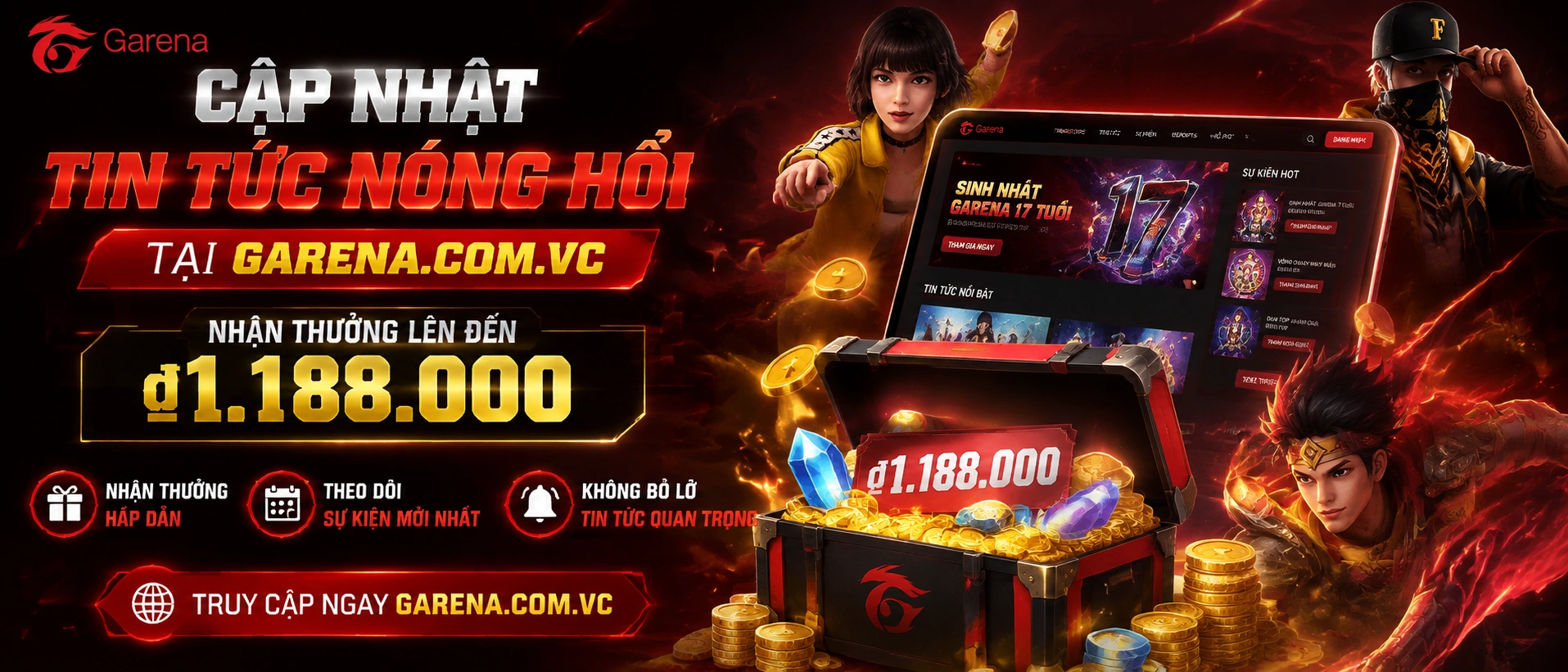 Bản tin nổi bật Garena với nhịp cập nhật tin mới và chuyên mục game đa dạng